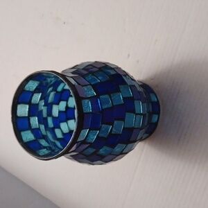 4/$60 Blue Mosaic Stained Glass Candle Cover